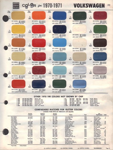 Volkswagen Factory, Volkswagen Beetle Vintage, Car Paint Colors, Vw Super Beetle, Paint Charts, Vw Sedan, Vw Beetle Classic, Vintage Volkswagen, Color Reference