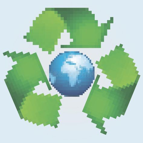 Pixel recycling symbol vector illustration Photo Pixel, Earth Illustration, Recycle Symbol, Epoxy Resin, Pixel Art, Art Ideas, Stock Vector, Vector Illustration, Recycling