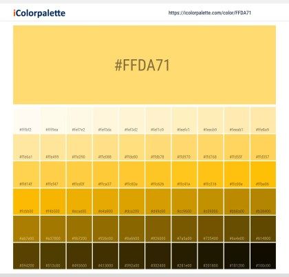 Pantone 13-0840 Tpx Snapdragon Color | Hex color Code #FFDA71 information | Hex | Rgb | Pantone Office Color Palette, Pantone Color Book, Space Information, Orange Color Shades, Trends 2025, Pink Color Combination, Hexadecimal Color, Christmas Color Palette, Hex Color