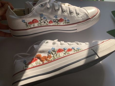 Embroidered Low Converse, Floral Converse, Converse Embroidery, Fox Shoes, Low Top Converse, Platform Converse, Flower Shoes, Summer Is Here, Girly Shoes