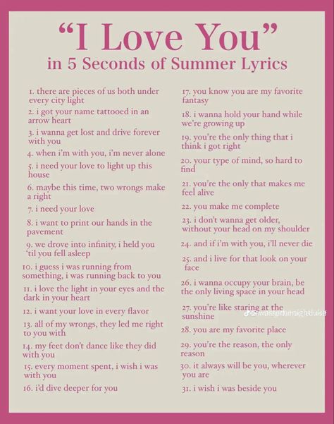 credits to the original owner 5 Seconds Of Summer Lyrics, Summer Lyrics, 5sos Lyrics, I Need You Love, Love Yourself Lyrics, Lyric Poster, Cute Messages, Taylor Swift Lyrics, Just Lyrics