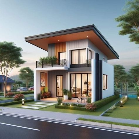 100sqm House Design, Small House Architecture, Small House Blueprints, Little House Plans, House Balcony Design, Modern Small House Design, House Design Ideas, Small House Interior Design, Building House Plans Designs