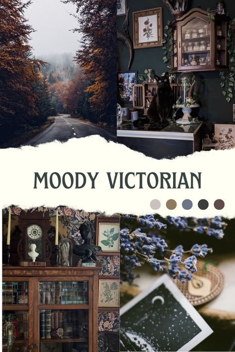 Dark Acadamia Houses Interior, Moody Fall Interiors, Victorian Dark Academia Aesthetic, Dark And Cozy Aesthetic, Moody Victorian Office, Darker Home Decor, Dark Academia Bedroom Colors, Diy Home Decor Dark Academia, Crystal Inspired Bedroom