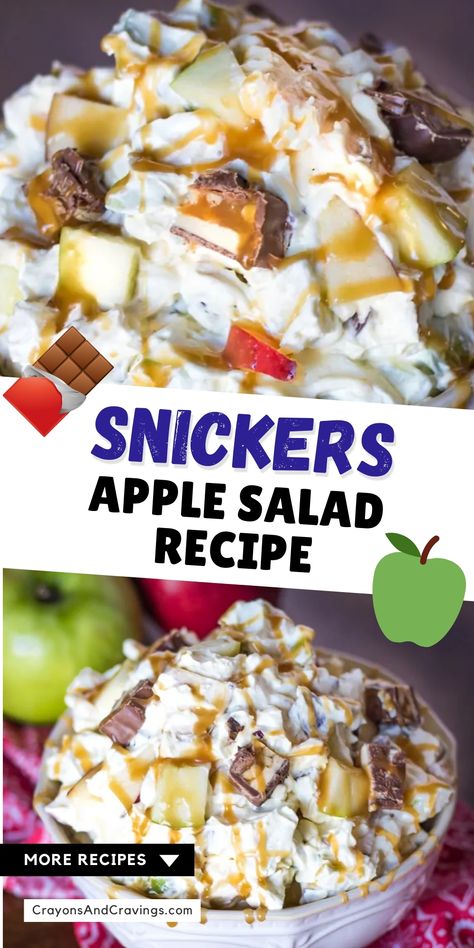 Easy Snicker Salad, Snickers Fluff Salad, Fruit Dessert No Bake, Bbq Deserts Ideas Summer, Dessert Recipes For Cookout, No Bake Side Dishes Easy, Cool Salads For Summer, Snacks For Cookout, Cookout Dessert Ideas