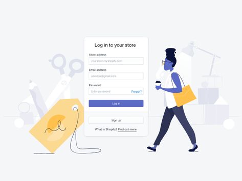Log in to your store by Meg Cool Web Design, Fashion Illustration Design, Ui Illustration, Login Page Design, Web Design Quotes, Flat Design Illustration, Ui Design Inspiration, Web Inspiration, Illustration Fashion Design