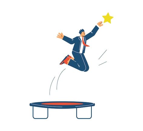 Trampoline Illustration, Success Illustration, Flat Vector Illustration, Trampolines, Psd Icon, Flat Vector, Video New, Vector Photo, Business Man