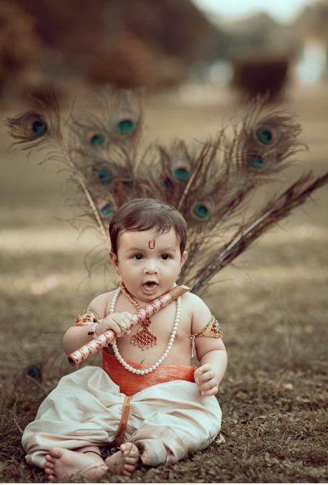 Krishna Ashtami Baby Photoshoot, Baby Krishna Photoshoot, Sia Costume, Krishna Yashoda, Krishna Baby, Krishna Jayanthi, Krishna Photography, Boy Photo Shoot