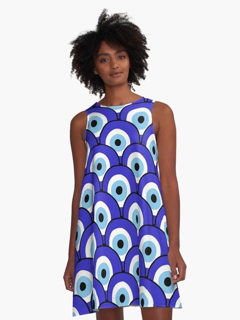 "Evil Eye Circle Pattern" A-Line Dress for Sale by Maya Mey Aroyo | Redbubble Eye Circles, Circle Pattern, Evil Eye, A Line Dress, Dresses For Sale, Pattern