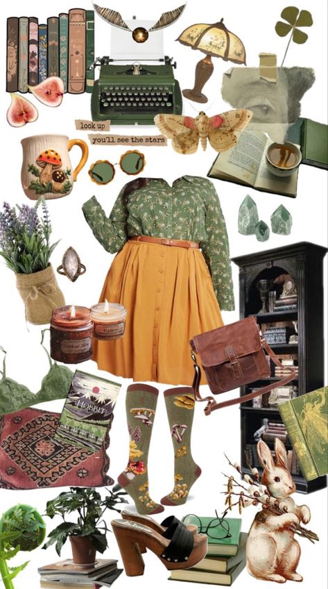 Pastel Goblincore Outfit, Summer Hobbit Outfit, Herbology Aesthetic Outfit, Hobbit Core Fashion, Cottage Core Outfits Casual, Woodland Aesthetic Outfit, Botanist Outfit, Gardencore Outfit, Midsize Cottagecore