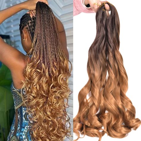 Smarter Shopping, Better Living! Aliexpress.com Spiraled Ends Braids, Spiral End Braids, Ginger Spiral Braids, Hot Fusion Hair Extensions, Hair Extensions Light Brown, Spiral Braid, Ombre Braid, Crochet Hair Extensions, Curly Braids