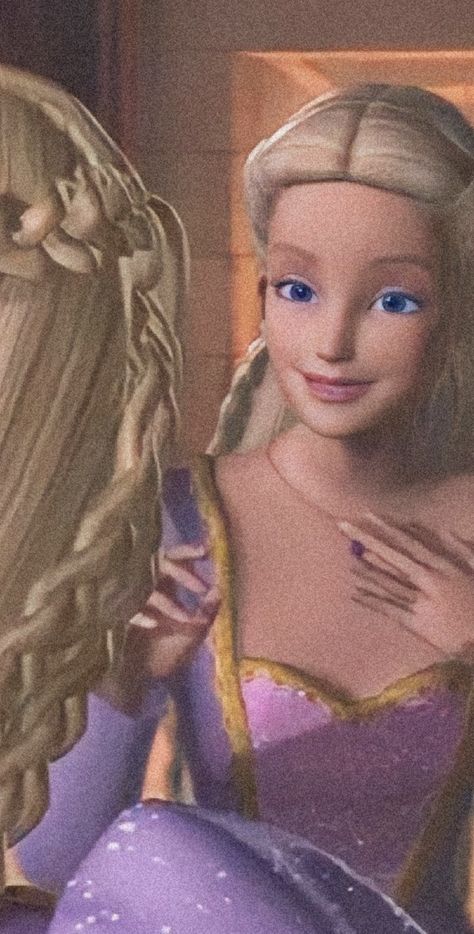 Barbie Animation Wallpaper, Barbie Films Aesthetic, Barbie As Rapunzel Wallpaper, Barbie As Rapunzel Aesthetic, Barbie Cartoon Princesses, Barbie Rapunzel Wallpaper, Barbie Movies Aesthetic Wallpaper, Barbie Cartoon Wallpapers, Old Barbie Aesthetic