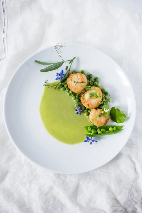 Seared Scallops with Spring Peas, Tarragon and Truffle Oil | Feasting At Home Feasting At Home, Healthy Spring Recipes, Spring Pasta, Spring Veggies, Spring Peas, Elegant Food, Seared Scallops, Fine Dining Recipes, Truffle Oil