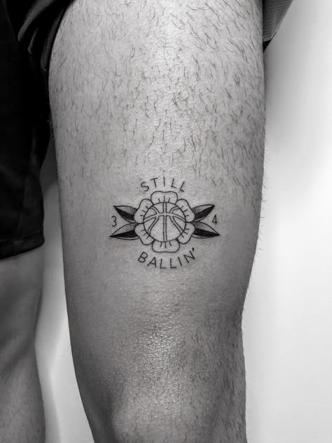 Basketball Wings Tattoo, Cool Basketball Tattoos, Basketball With Wings Tattoo, Tattoo Ideas For Men Basketball, Basketball Minimalist Tattoo, Balance Tattoo Men, Basketball Tattoos Ideas For Women, Tattoos For Athletes, Small Basketball Tattoos