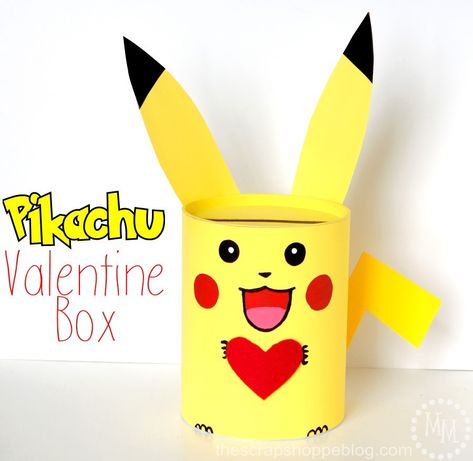 Valentines Diy For Him, Pokemon Valentines Box, Pokemon Valentines, Diy Pikachu, Diy Valentine's Box, Girls Valentines Boxes, Diy Valentines Box, Valentine Boxes For School, Pokemon Valentine