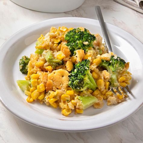 Broccoli Corn Bake Broccoli And Corn Casserole, Broccoli And Corn Recipes, Broccoli Corn Casserole, Corn Bake, Sweet Corn Casserole, Broccoli Dishes, Corn Dishes, Cream Style Corn, Baked Corn