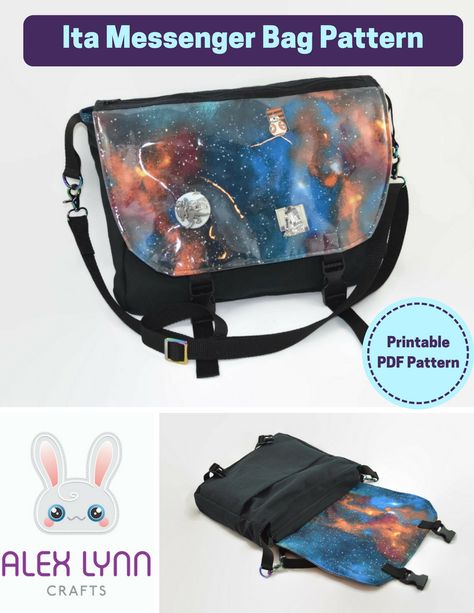 Ita Bag Sewing Pattern - Messenger Style Ita Bag - PDF Sewing Pattern Ita Bag Patterns, Diy Ita Bag Pattern, Messenger Bag Sewing Pattern, Messenger Bag Sewing, Kawaii Lifestyle, Messenger Bag Patterns, Ita Bags, Pin Bag, Pin Display