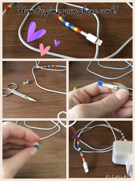 How to pimp your phone cord Phone Cords, Etsy Inspiration, Cord Wrap, Making Accessories, Diy Crafts To Do, Simple Life Hacks, How To Make Diy, Diy Phone, Hot Glue Gun