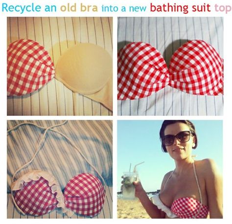 How to Make a Swimsuit Top From an Old Bra Diy Swimsuit, Old Bras, Diy Bra, Bra Hacks, Sewing Lingerie, Diy Couture, Clothing Hacks, Upcycle Clothes, Fashion Summer