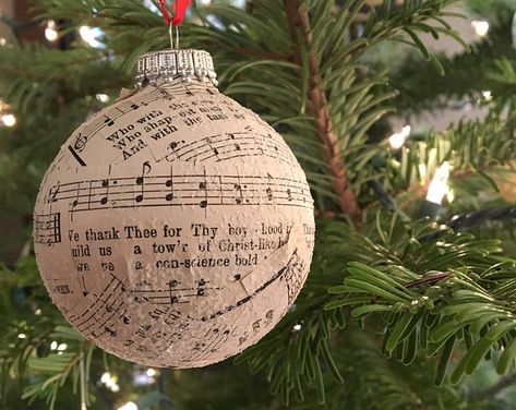 Etsy :: Your place to buy and sell all things handmade Hymnal Crafts, Sheet Music Ornaments, Music Christmas Ornaments, Dove Ornament, Sheet Music Crafts, Fancy Christmas Ornaments, Dove Ornaments, Easy Christmas Ornaments, Music Ornaments