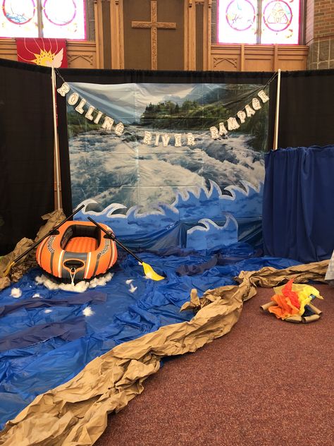 River Display Classroom, River Rafting Adventure Vbs, Camp Out Vbs, Camping Dramatic Play, Vbs Ocean Theme, Monumental Vbs, Camping Preschool, Ocean Vbs, Camp Vbs