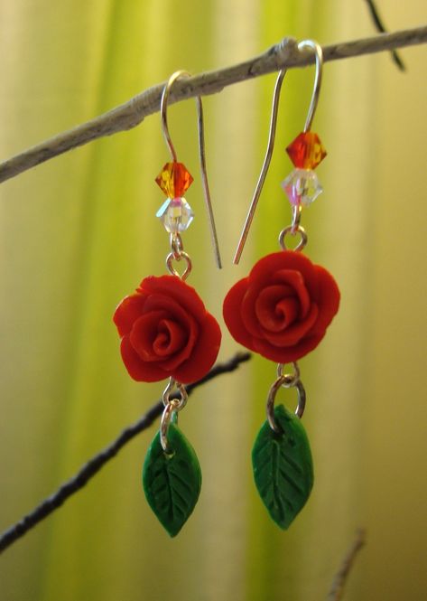 Crea Fimo, Diy Earrings Easy, Polymer Clay Flower Jewelry, Bead Charms Diy, Polymer Clay Jewelry Diy, Art Earrings, Clay Jewelry Diy, Polymer Clay Flowers, Clay Flowers