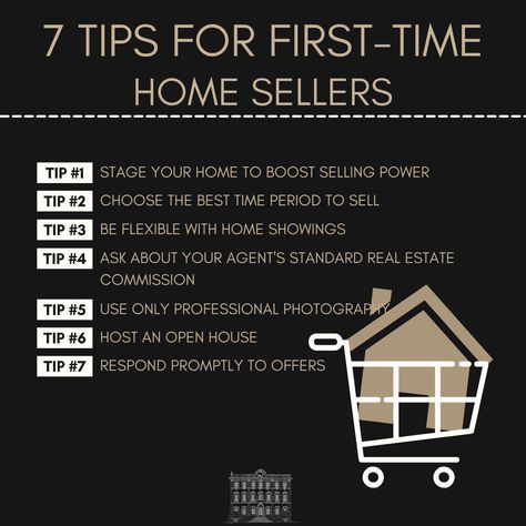 7 tips for first-time home sellers  - tip #1 stage your home to boost selling power - tip #2 choose the best time period to sell - tip #3 be flexible with home showings - tip #4 ask about your agent s standard real estate commission -  tip #5 use only professional photography - tip #6 host an open house - tip #7 respond promptly to offers  #CostaBlancaNort  #DreamHome  #RealEstate  #Property  #HomeBuyers  #Investment  #LuxuryLiving  #BeachfrontProperty  #RetirementHome  #MediterraneanLiving  #Spain  #Expats  #InternationalLiving  #HomeSweetHome  #ParadiseFound  #DreamComeTrue Home Selling Process Infographic, Real Estate Infographic, Process Infographic, Mediterranean Living, Selling Your Home, Paradise Found, Beachfront Property, Real Estate Tips, Time Period