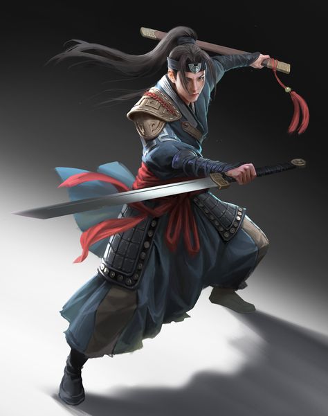 Wuxia Swordsman, Martial Arts Character Design, Chinese Warrior Art, Chinese Swordsman, Slim Outfits, Avatar Legends, Sand People, Dnd Minis, Rainbow Six Siege Art