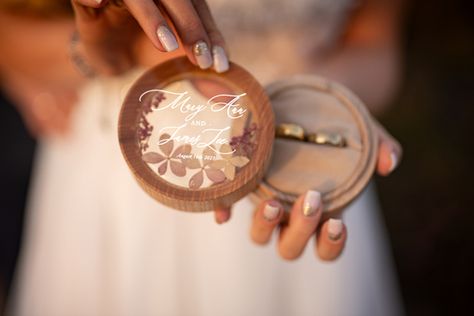 ring bearer pillows box Resin Wedding Ring, Floral Wedding Cards, Wedding Invites Elegant, Real Flower Ring, Resin Wedding, Wood Ring Box Wedding, Ring Bearer Box Rustic, Ring Box Wedding Rustic, Wooden Ring Box Wedding