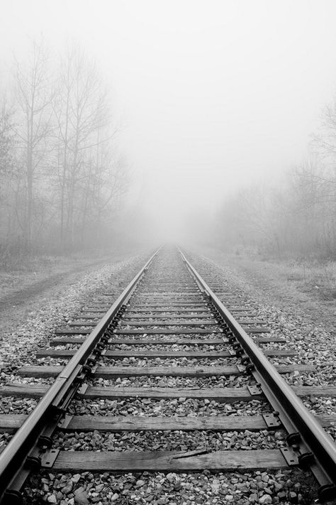 Train Tracks Photography, Steam Trains Photography, Old Steam Train, Railroad Photography, Old Trains, Old Train, The Fog, Train Tracks, Black White Photos