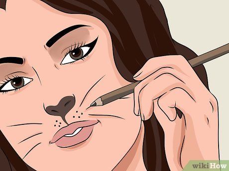 How to Dress Up Like a Cat: 14 Steps (with Pictures) - wikiHow How To Paint A Cat Face For Halloween, Easy Cat Makeup Halloween Diy, Cat Whiskers Makeup, Cat Nose Makeup, Cat Makeup For Kids, Easy Cat Makeup Halloween, Halloween Cat Face, Cat Makeup Look, Halloween Cat Makeup