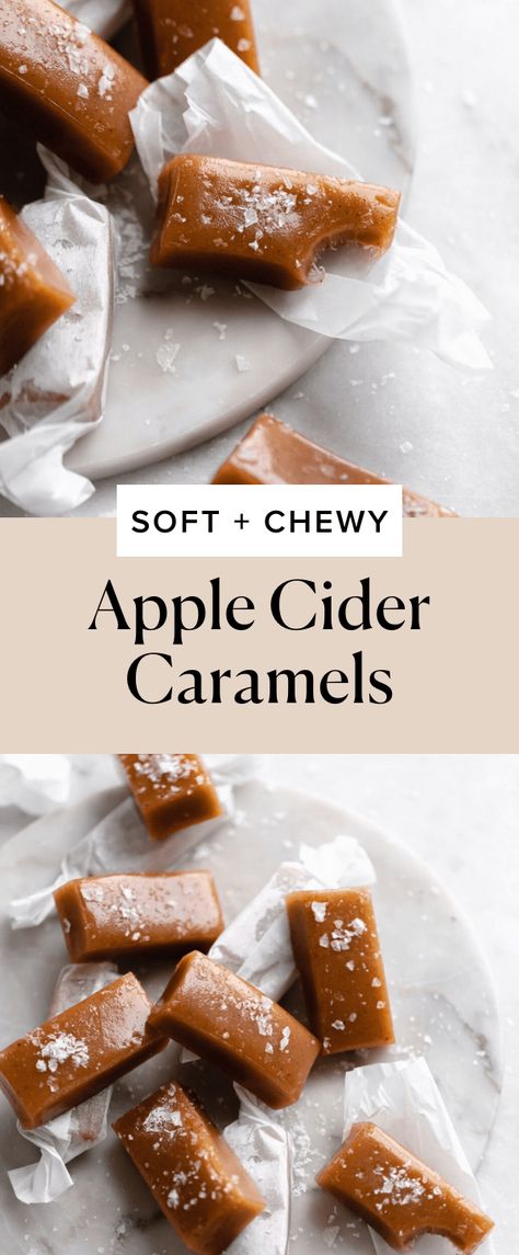 Soft Caramels Recipe, Caramel Apple Cider Recipe, Baking Autumn, Apple Cider Uses, Soft Caramels, Broma Bakery, Apple Cider Recipe, Homemade Apple Cider, Apple Cider Caramels