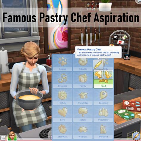 Mod The Sims - Famous Pastry Chef Aspiration Sims 4 Kitchen, Sims 4 Family, Play Sims 4, Sims 4 Cc Shoes, Sims 4 Game Mods, Sims 4 Expansions, Play Sims, Sims Games, Sims 4 Cc Furniture