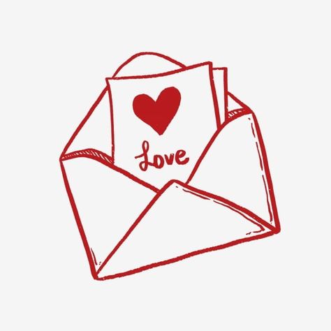 Envelope Love Letter, Love Letter Sketch, Love Letter Tattoo Envelope, Love Letters Tattoo, Love Letter Doodles, Heart Cartoon Drawing, Love Letters Drawing, Love Heart Sketch, Love Letter Drawings