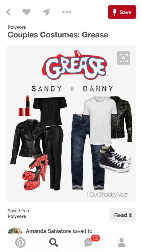 Grease Diy Costume Ideas, Grease Couples Costume, Grease Family Halloween Costumes, Couple Costumes Grease, Sandy Halloween Costume Grease, Grease Costumes Diy, Sandy Grease Costume, Grease Costume, Sandy And Danny