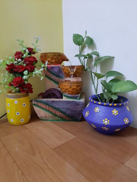 Plant Pot Painting Ideas Indian, Antiquity Bottle Painting, Diy Best Out Of Waste, Textile Pattern Design Fashion, Diy Crafts Easy At Home, Worli Painting, Terra Cotta Pot Crafts Diy, Terracotta Art, Haldi Function