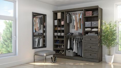 No one likes clutter, as it’s distracting and unpleasant. One simple way to keep your home organized is by choosing the wonderful Bestar closet systems. Whether you live in a small or a big home, Bestar closet systems are made for you. With many different models and finishes to choose from, you can find one right for you and your style. Having a good closet can change the look and feel of your whole home. #closetsystems #organization #style #decor #closet #look #design #closetorganization Organiser Son Dressing, Closet Systems, Multifunctional Space, Closet Organizing Systems, Wall Closet, How To Store Shoes, Cubby Storage, Wall Bed, Closet Organizer