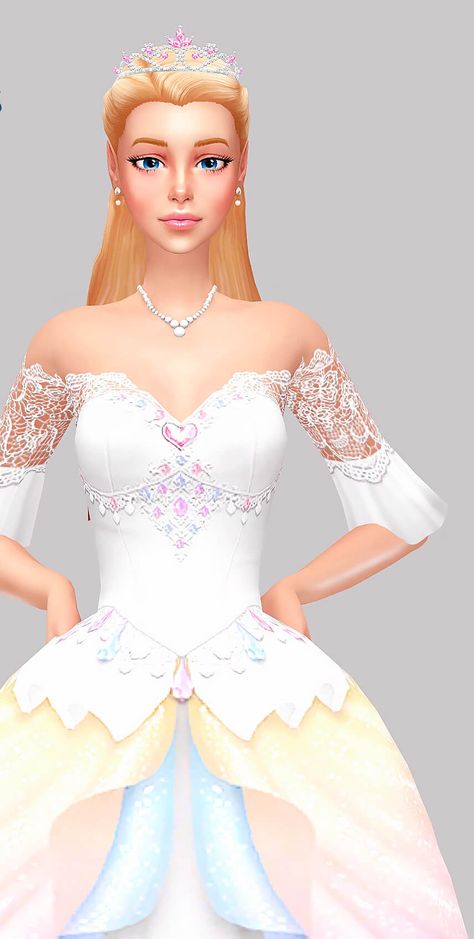 Sims 4 Cc Maxis Match Barbie, Sims Barbie, Cc Dress, Sims 4 Wedding Dress, Disney Princess Wedding Dresses, Queen Gown, Disney Princess Wedding, 4 Princess, Sims 4 Cas Mods