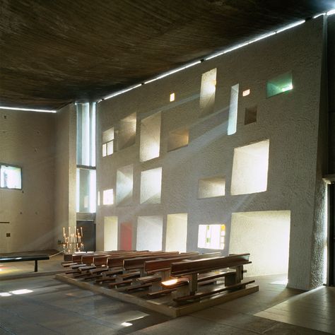 Light and Materials Ronchamp Chapel, In Praise Of Shadows, Window Reveal, Mosaic Tile Designs, Light Games, Light Well, Church Building, Brass Lighting, Museum Of Contemporary Art