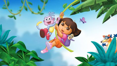 Dora And Boots Wallpaper, Dora The Explorer Background, Dora Background, Dora The Explorer Wallpaper, Magical Rainforest, Dora Wallpaper, Dora Backpack, Dora Cartoon, Dora Boots