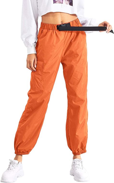 Floerns Women's Drawstring Pockets Casual Neon Joggers Baggy Cargo Pants, A Orange, Medium : Amazon.ca: Clothing, Shoes & Accessories Convict Costume, Green Cargo Pants Outfit, Hiking Cargo Pants, Classic Halloween Costumes, Trendy Halloween Costumes, Cargo Pants Outfit, Baggy Cargo Pants, Green Cargo Pants, Trendy Halloween