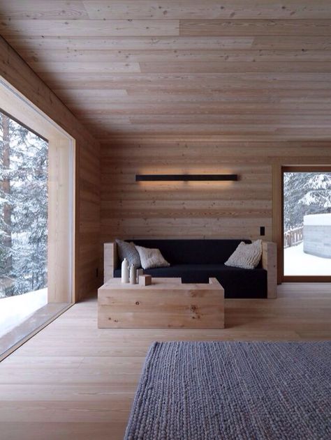 wood :-) Interior Design Examples, Homes In Italy, Contemporary Living Room Design, Minimal Interior Design, Interior Design Per La Casa, Casa Container, Modern Cabin, Design Del Prodotto, Minimalism Interior