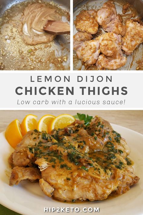 We can't stop drooling over this keto braised chicken thighs recipe featuring a rich lemon dijon sauce that steals the show! #chickenthighs #keto #lowcarb #chicken #chickenrecipes #ketochicken #braised #onepot #onepan #onepotrecipes #ketorecipes #ketodinnerrecipes #chickenthighrecipes #lemondijon Lemon Dijon Sauce, Lemon Dijon Chicken, Dijon Chicken Thighs, Keto Chicken Thighs, Dijon Sauce, Braised Chicken Thighs, Dijon Chicken, Chicken Thighs Recipe, Cauliflower Mashed Potatoes