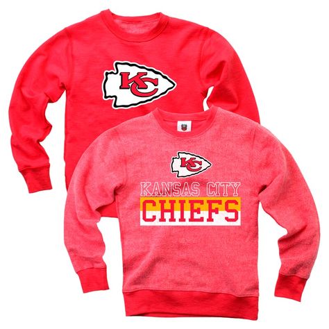 Give your young Kansas City Chiefs fan a cozy and versatile layering option with this reversible fleece pullover sweatshirt from Wes & Willy. This reversible sweatshirt features a screen print design with a distressed look on one side for vintage flair. Plus, its midweight fleece construction provides optimal warmth and comfort for moderate temperatures. Gameday Couture, Raglan Pullover, Oversized Crewneck, Screen Printing Designs, Kansas City Chiefs, Crop Sweatshirt, Look On, Kids Sweatshirt, Full Zip Hoodie