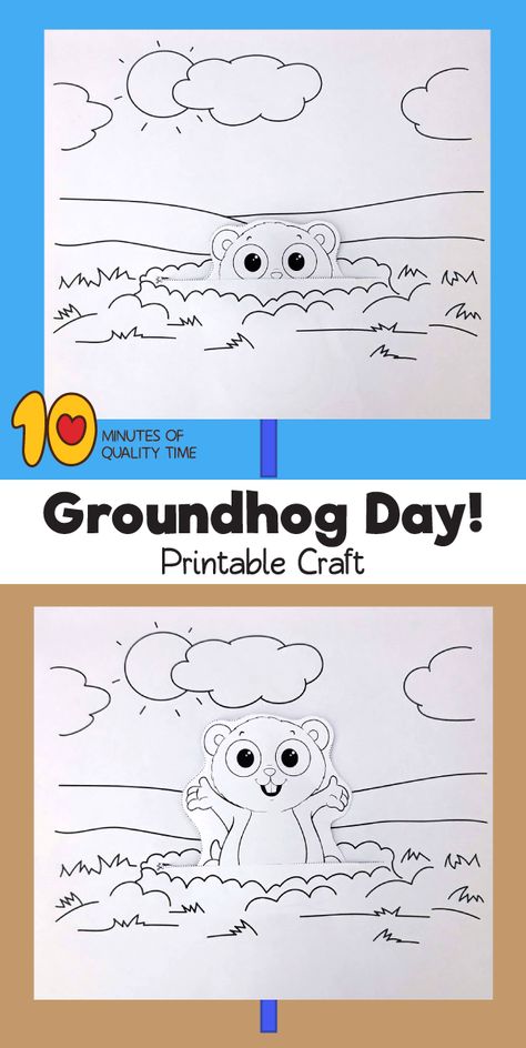 Groundhog Day Activity Ground Hog Crafts For Kids, Groundhog Crafts For Preschoolers, Groundhog Day Crafts For Kids Free, Groundhog Coloring Page, Ground Hog Day Crafts Preschool Free, Ground Hogs Day Crafts For Kids, Groundhog Day Crafts For Toddlers, Groundhog Printable, Groundhog Day Art