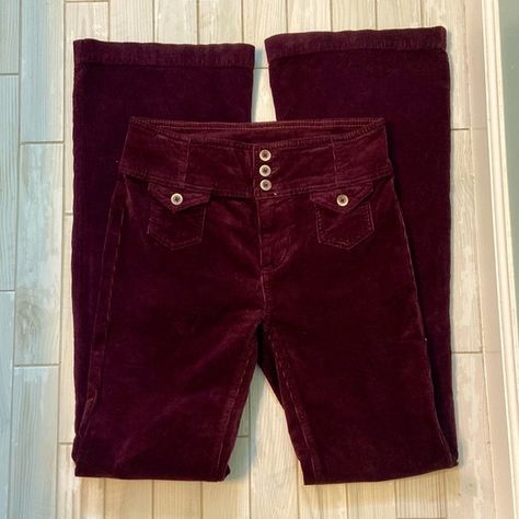 NWT Anthropologie High-Rise Pilcro Deep Wine Colored Corduroy Trousers Size 26 Deep Wine Color, Polka Dot Pants, Plaid Trousers, Relax Pants, Corduroy Trousers, Black Slacks, Black Cargo Pants, Slim Trousers, Tapered Trousers