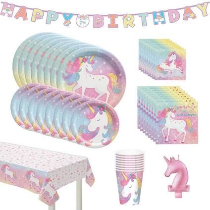 Happy Birthday Sparkle, School Holiday Party, Unicorn Themed Birthday Party, Girls Birthday Party Themes, Rainbow Unicorn Birthday, Unicorn Party Supplies, Paper Lunch, Unicorn Birthday Party, Unicorn Decorations