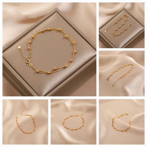 AU750 18K Solid Gold Jewelry Bracelet Double Layer Satellite Chain Bracelet For Girls 18K Gold Jewelry Fashion Jewelry Bracelets 18 cm Gold Jewelry Bracelet, Bracelet Indian, Bracelet For Girls, Jewelry Bracelets Gold, 18k Gold Jewelry, Indian Aesthetic, Solid Gold Jewelry, Jewelry Bracelet, Gold Jewelry Fashion