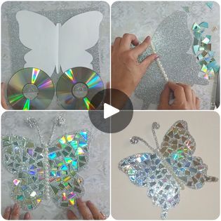 Yeliz Craft - Decorative butterfly from old cd's Butterfly Wall Decor Ideas, Crafts With Cds, Old Cd Crafts, Furniture Color Schemes, Cd Wall Art, Decorative Butterfly, Cd Wall, Creative Diy Projects, Butterfly Tutorial