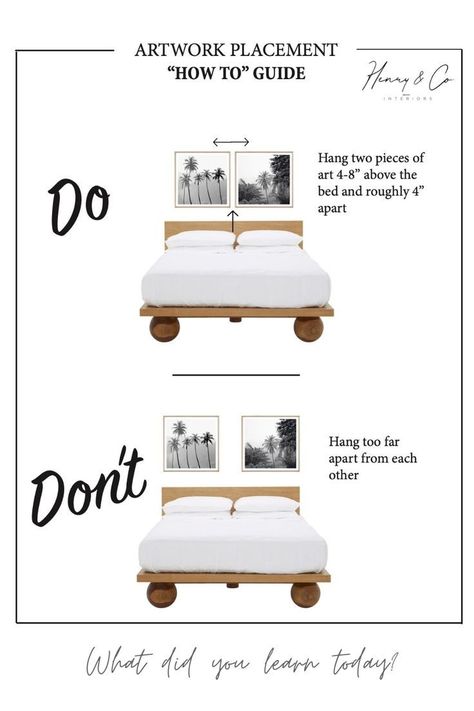 Picture Frames Above Bed, Frames Above Bed, Pictures Above Bed, Artwork Placement, Artwork Above Bed, Sala Vintage, Interior Design Basics, Interior Design Principles, Art Above Bed