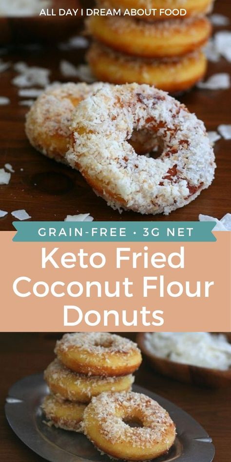 Keto Donuts With Coconut Flour, Keto Fried Donut Recipe, Coconut Flour Doughnut Recipe, Coconut Flour Donut Recipes, Coconut Flour Breakfast Recipes, Keto Krispy Kreme Donuts Recipe, Low Carb Donut, Donut Flavors, Keto Donuts